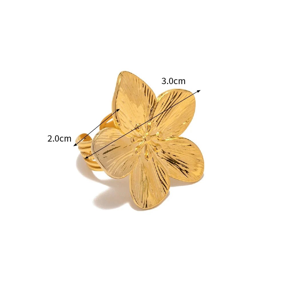 Bague 'grande fleur' en acier inoxydable